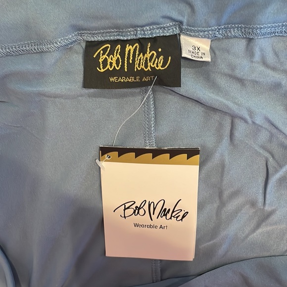 Bob Mackie wearable art maxi skirt stretch knit chambray smokey blue  lined 3X - Picture 9 of 11